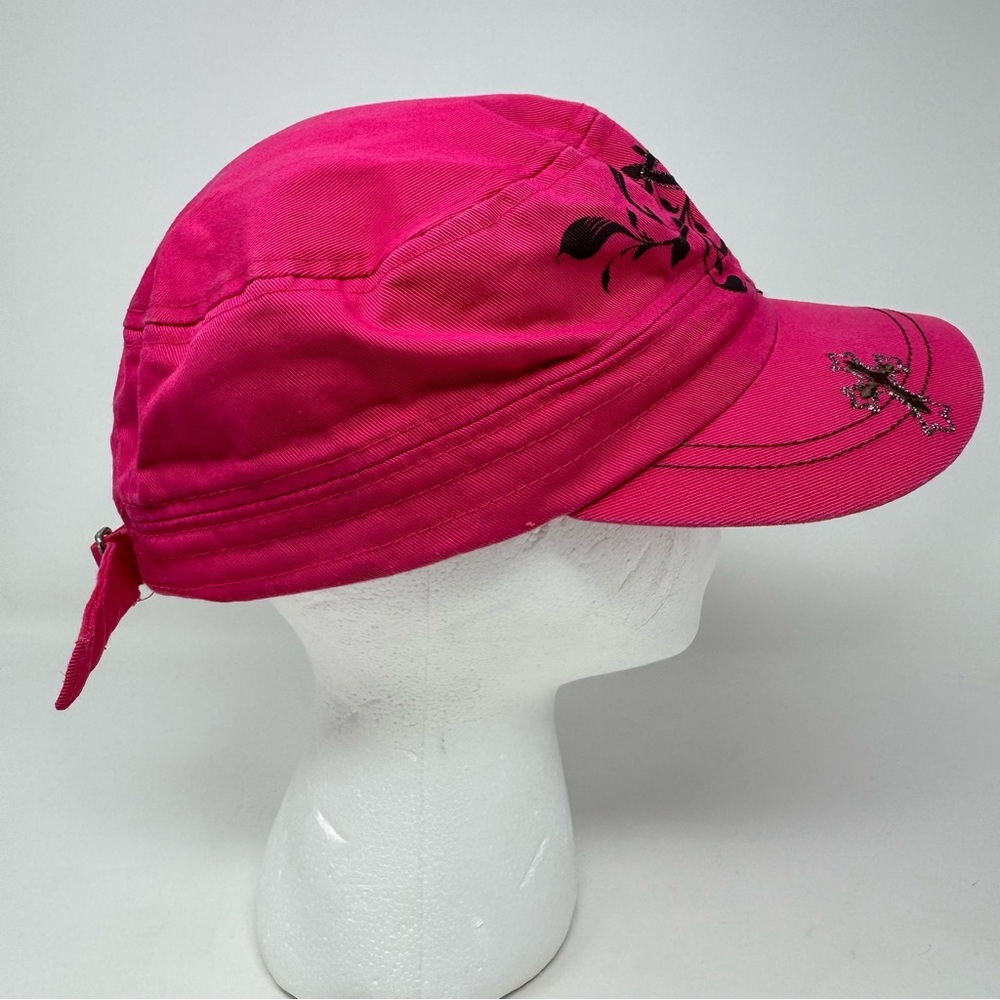KBethos Women's Pink Bling Cadet Cap with Black Rhinestone Cross Embellishment - Picture 5 of 11